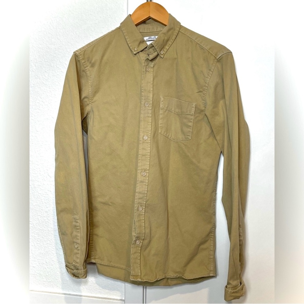 Pull&Bear | Mens Khaki Button Down Shirt